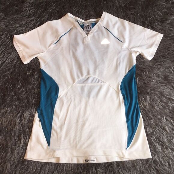 adidas CLIMA COOL White Blue Workout Athletic Shirt Pocket Small - Picture 1 of 6